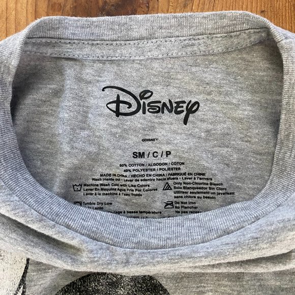 Disney Mickey Mouse Santa Christmas Front & Back Gray T Shirt Size Small - Picture 3 of 7